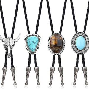 4 Handmade Bolo Tie for Men Western Cowboy Leather Necktie Set of 4